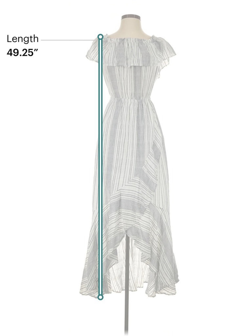 Express Striped Off Shoulder Ruffle High-Low Maxi Dress Small - Picture 5 of 9